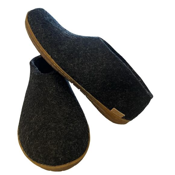 Glerups Shoes Size 41 Charcoal Wool Felt Boot Slippers Rubber Sole Indoor - Picture 1 of 9